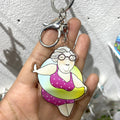Colorful Acrylic Grandma Girl Butterfly and Heart Clip Keychains view 7
