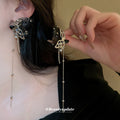Black Butterfly and Chain Tassel Statement Earrings view 1
