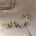 Geometric Twisted Metal Ball Stud Earrings Gold Silver view 4