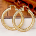 Textured Round Hoop Earrings in Gold-Tone Metal Jewelry view 2