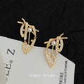 Gold and Silver Geometric Pearl Pave Abstract Drop Earrings view 6