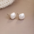 White Red and Silver Irregular Bean Shaped Stud Earrings view 6