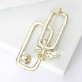 Interlocking Rectangle Brooch with Crystals and Pearl Drop view 3