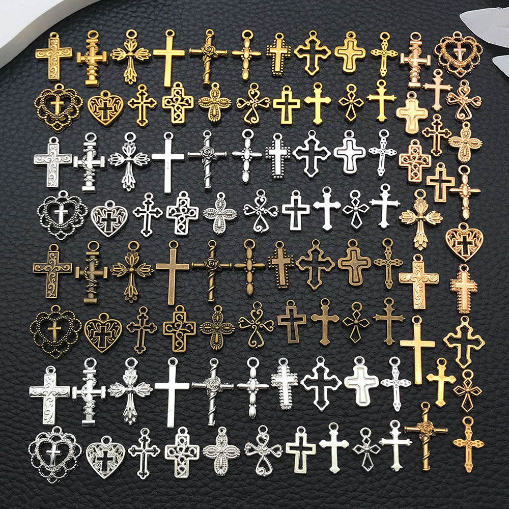 Vintage Zinc Alloy Cross Charm Pendant for DIY Keychain Earring Necklace Bracelet