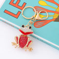 Rhinestone Frog Keychain Red Lips Gold Ring Two Colors view 6