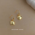 Gold Square Cushion Drop Earrings French Hook Polished view 4