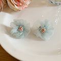 Soft Fabric Flower Stud Earrings In Five Pastel Color Options view 10