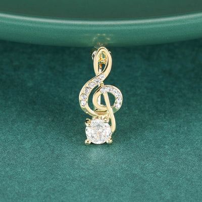 Treble Clef Crystal Brooch in Three Colors displayed from the front
