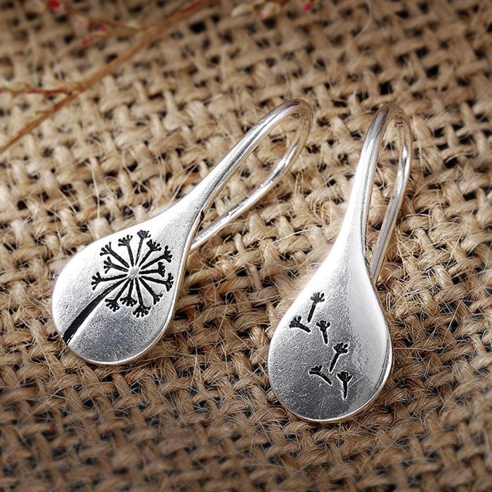Silver Gold Teardrop Dandelion Drop Hook Earrings Alloy