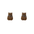 Brown Bear Stud Earrings With Light Blue Scarf Pair view 5