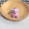 Flocked Heart Teddy Bear Keychains Lobster Clasp 4 Colors view 3