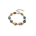 Gold Oval Multicolor Resin Cabochon Bracelet and Necklace view 5