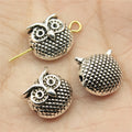 Owl Shaped Metal Beads in Antique Bronze and Antique Silver view 1