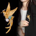 Gold Tone Phoenix Pearl Look Metal Brooch Pin for Jackets and Lapels view 4