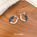 Brown Enamel Twisted Hoop Earrings With Decorative Metal Details view 4