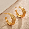 Statement Layered Textured C Hoop Earrings In Two Finishes view 6