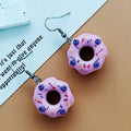 Donut Drop Earrings with Colorful Icing and Silver Tone Hooks view 7