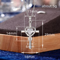 Heart Key Pendant Necklace with Crystal Center with Polished Metal Finish view 5