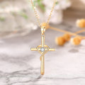 Heart-Wrapped Cross Pendant Necklace In Gold And Silver Tones view 3