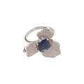 Silver Blue Zircon Flower Open Ring Teardrop Halo 2 Styles view 5