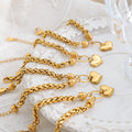 Gold Twisted Rope Chain Bracelet Heart Charm Circle Clasp view 2