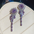 Purple Crystal Statement Earrings in Four Designs with Crystal Accents view 1