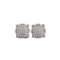 Silver Square Kaleidoscope Halo Pavé CZ Stud Earrings view 5