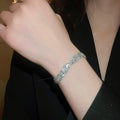 Silver Rhinestone Bracelets Multi Row Geometric Hollow Styles view 11