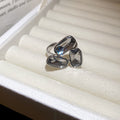Geometric Triple Stone Open Rings Pink Blue Gray Nine Styles view 8
