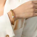 Gold Braided Open Cuff Bracelet Crystal Pave Rings view 1
