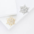Crystal Snowflake Brooch Clear Stones Silver Or Gold Tone view 1