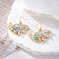 Cat Silhouette Pressed Flower Resin Earrings Gold 4 Poses view 8