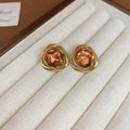 Brown Resin Geometric Stud and Clip On Earrings Collection view 9