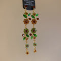 Crystal Floral Leaf Drop Earrings In Green And Red view 6