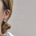Gold Tone Bow And Iridescent Faceted Twin Drop Stud Earrings view 2