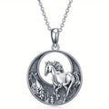 Silver Horse Forest Crescent Pendant Necklace Drop Earrings view 5