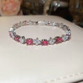 Silver Geometric Flower Oval Crystal Bracelets Four Colors view 9