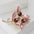 Enamel Leaf Branch Brooch with Crystal Fruit in Two Colors view 3