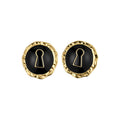 Gold Tone Keyhole Enamel Open Rings And Stud Earrings view 5