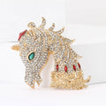 Crystal Horse Head Brooch Decorative Lapel Pin For Jackets And Scarves view 2