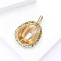 Gold Yellow Durian Fruit Brooch Rhinestone Center Line view 4
