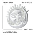 Sun And Moon Face Brooch In Metal With A Sculpted Celestial Face And Radiating Rays view 6
