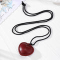 Stitched Leather Heart Pendant Necklace Black Cord 4 Colors view 5