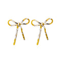 Patterned Oversized Bow Long Drop Statement Stud Earrings view 5