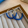 Cobalt Blue Hoop Earrings in Three Distinct Designs view 3