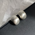 Brushed Rounded Rectangle Stud Earrings in Two Tones view 7