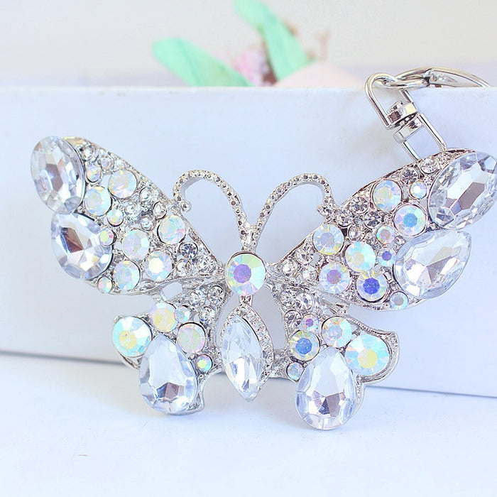 Colorful Gem Butterfly Keychain Zinc Alloy Car Bag Charm