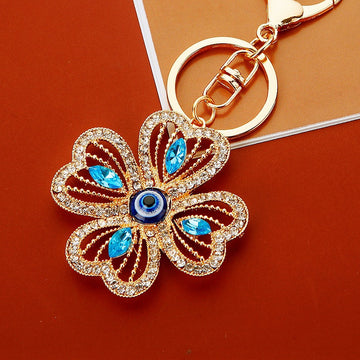 Angel Eye Four Leaf Clover Keychains in Blue Red White and Assorted Colors