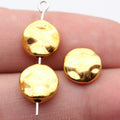10x10x4.3mm 1.5g Antique Gold Tone Zinc Alloy Hammered Round Loose Metal Beads for Bracelet DIY Jewelry