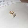 Pearl and Crystal Curved Single Ear Cuffs in Two Tones view 6